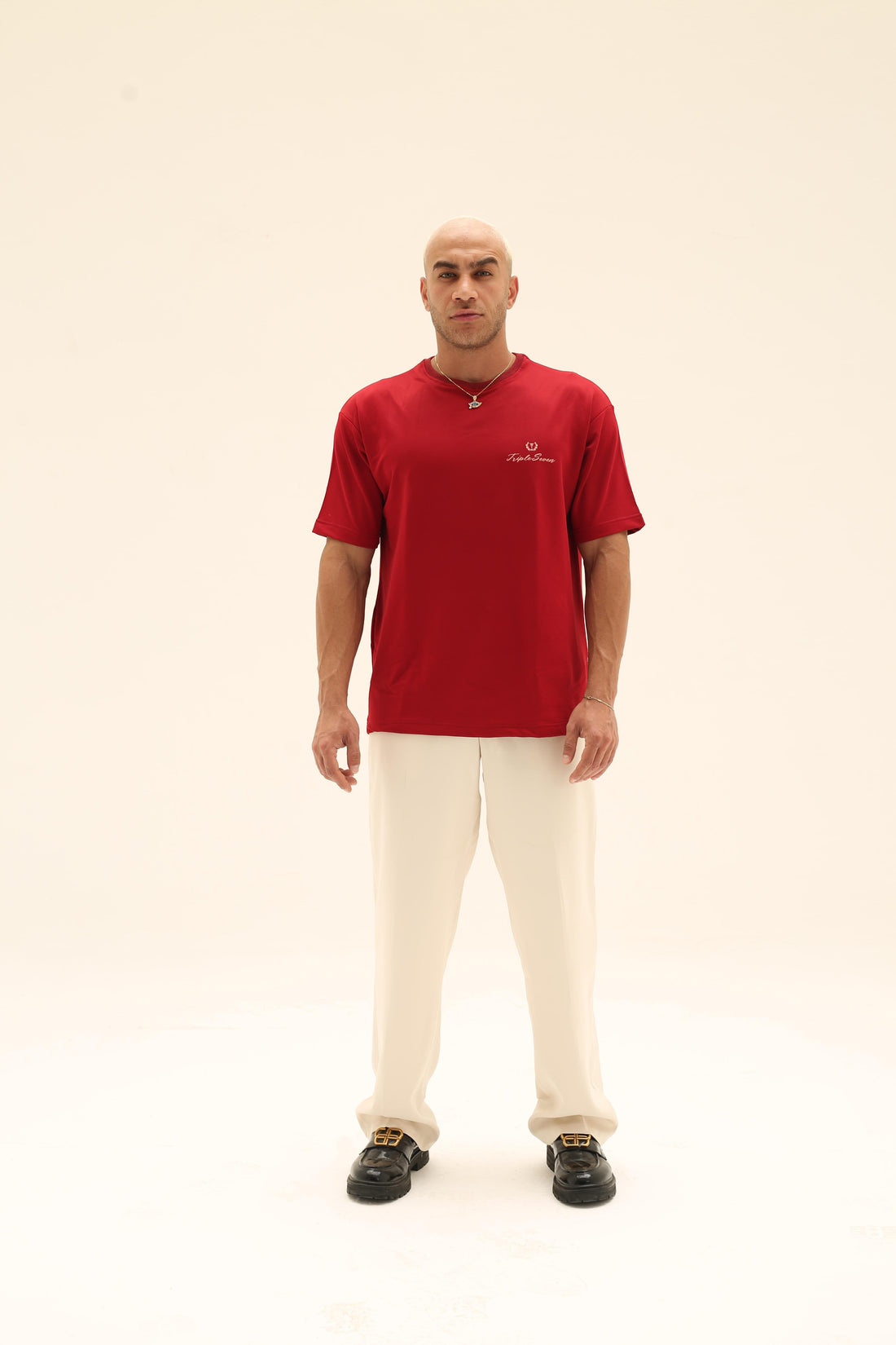 T7 Core t-shirt (burgundy with beige detailing)
