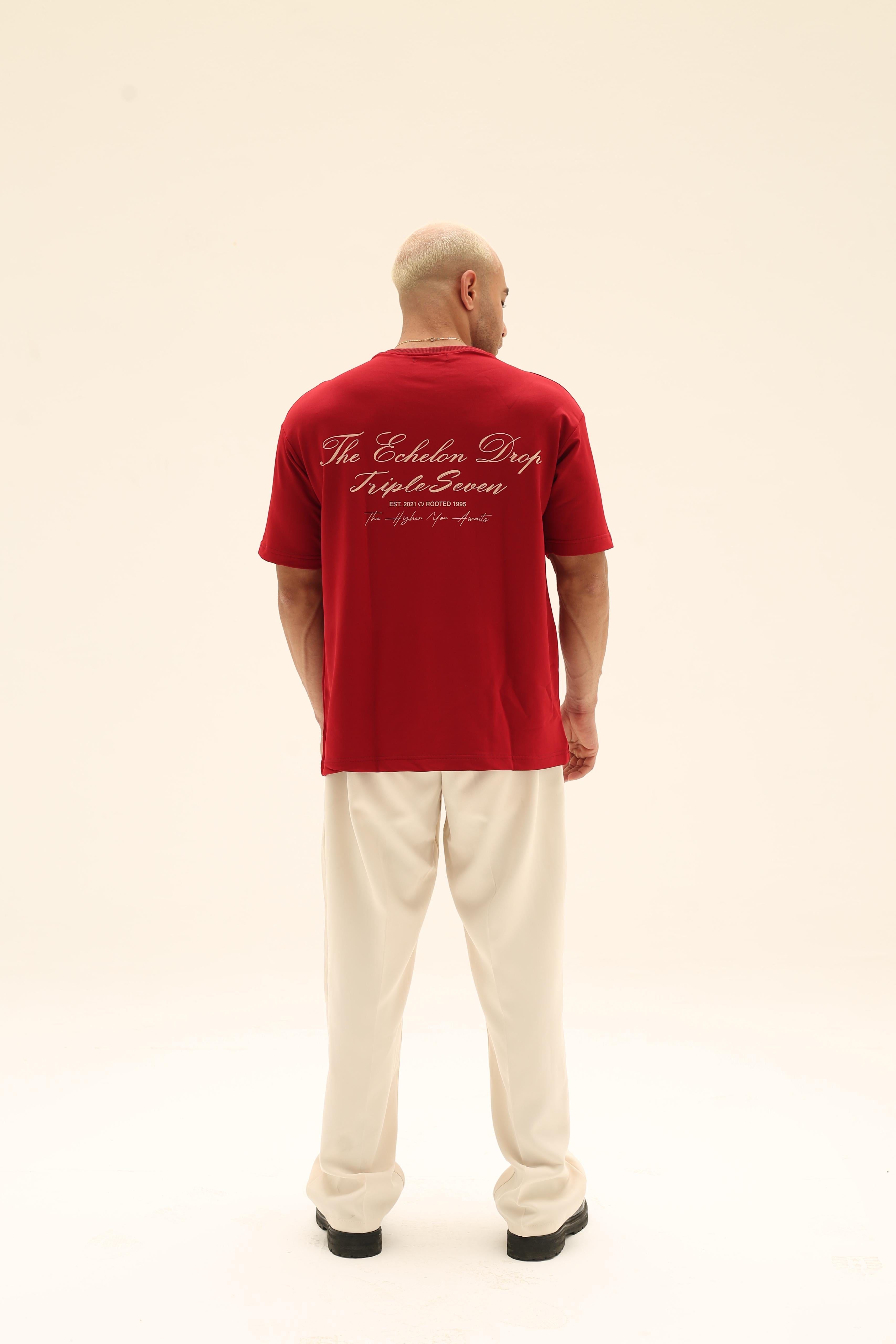 T7 Core t-shirt (burgundy with beige detailing)