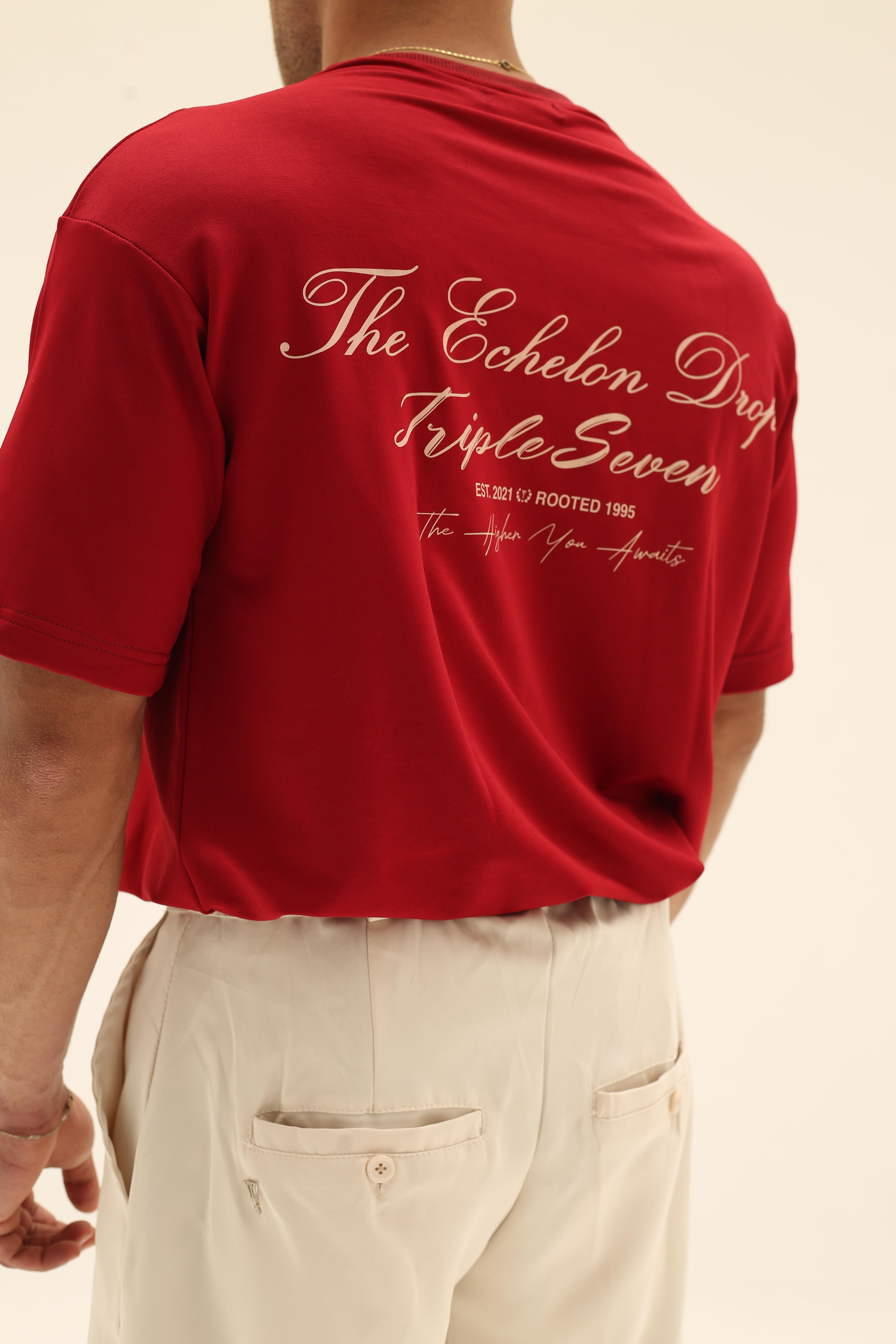T7 Core t-shirt (burgundy with beige detailing)