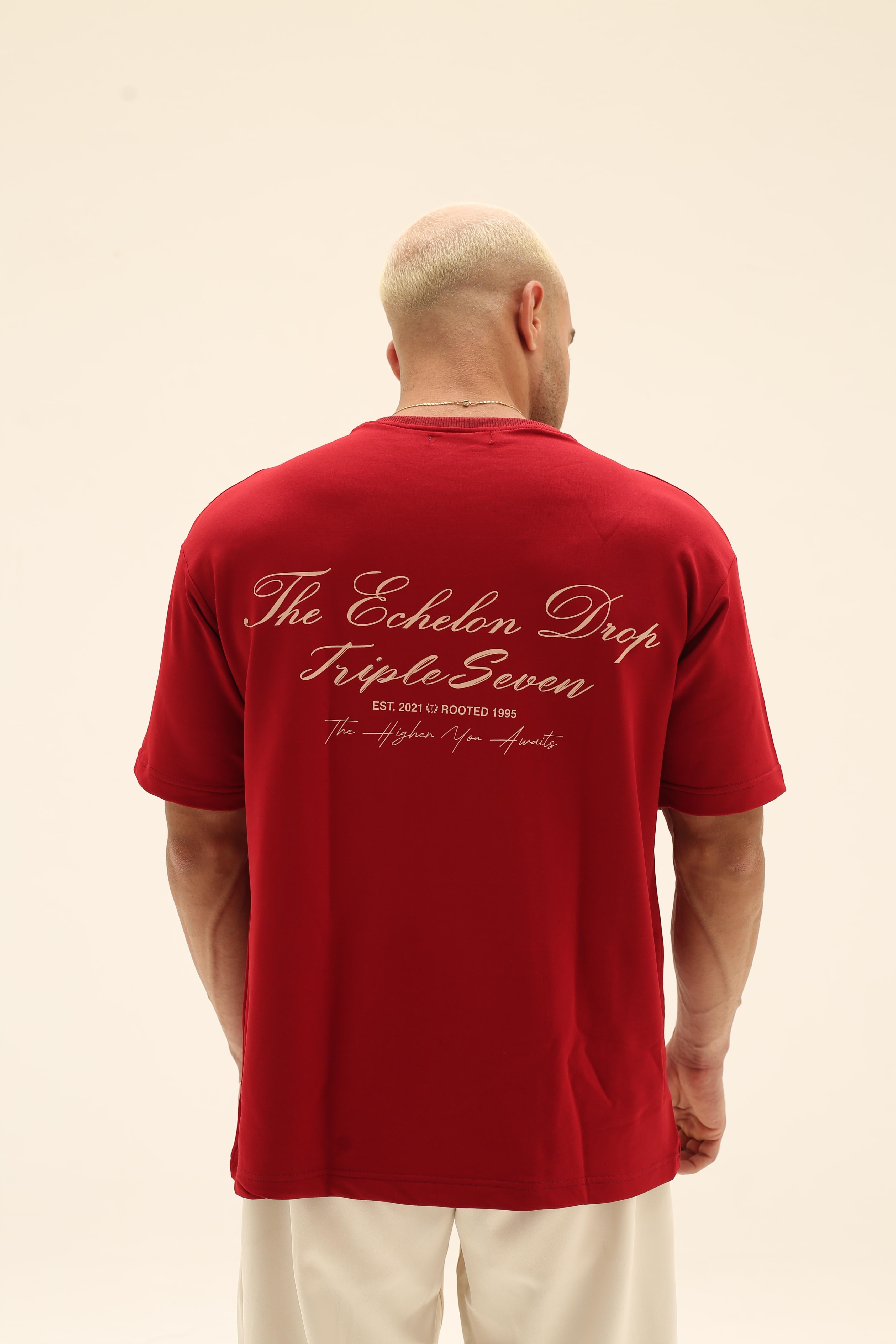 T7 Core t-shirt (burgundy with beige detailing)
