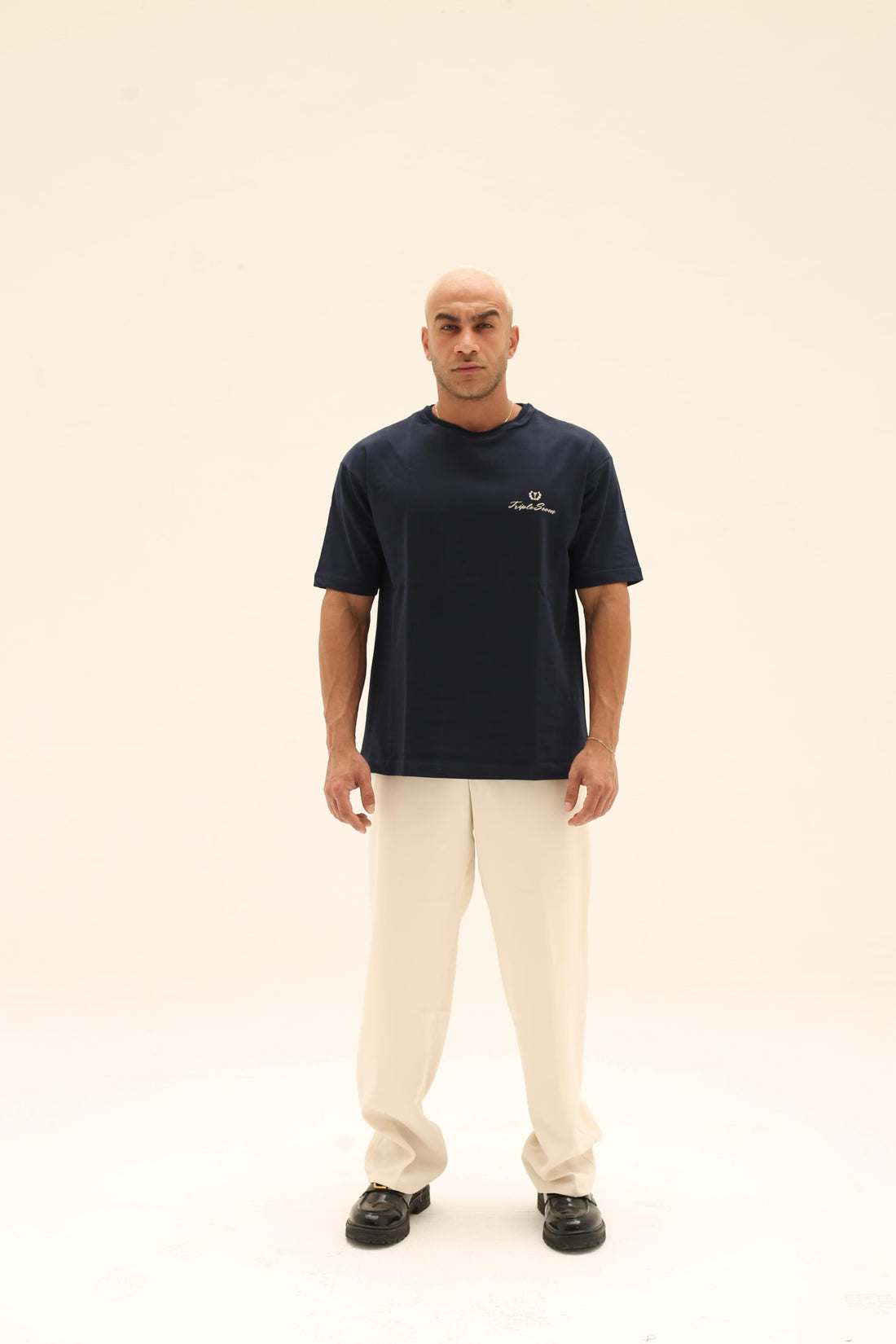 T7 Core t-shirt (navy blue with beige detailing)
