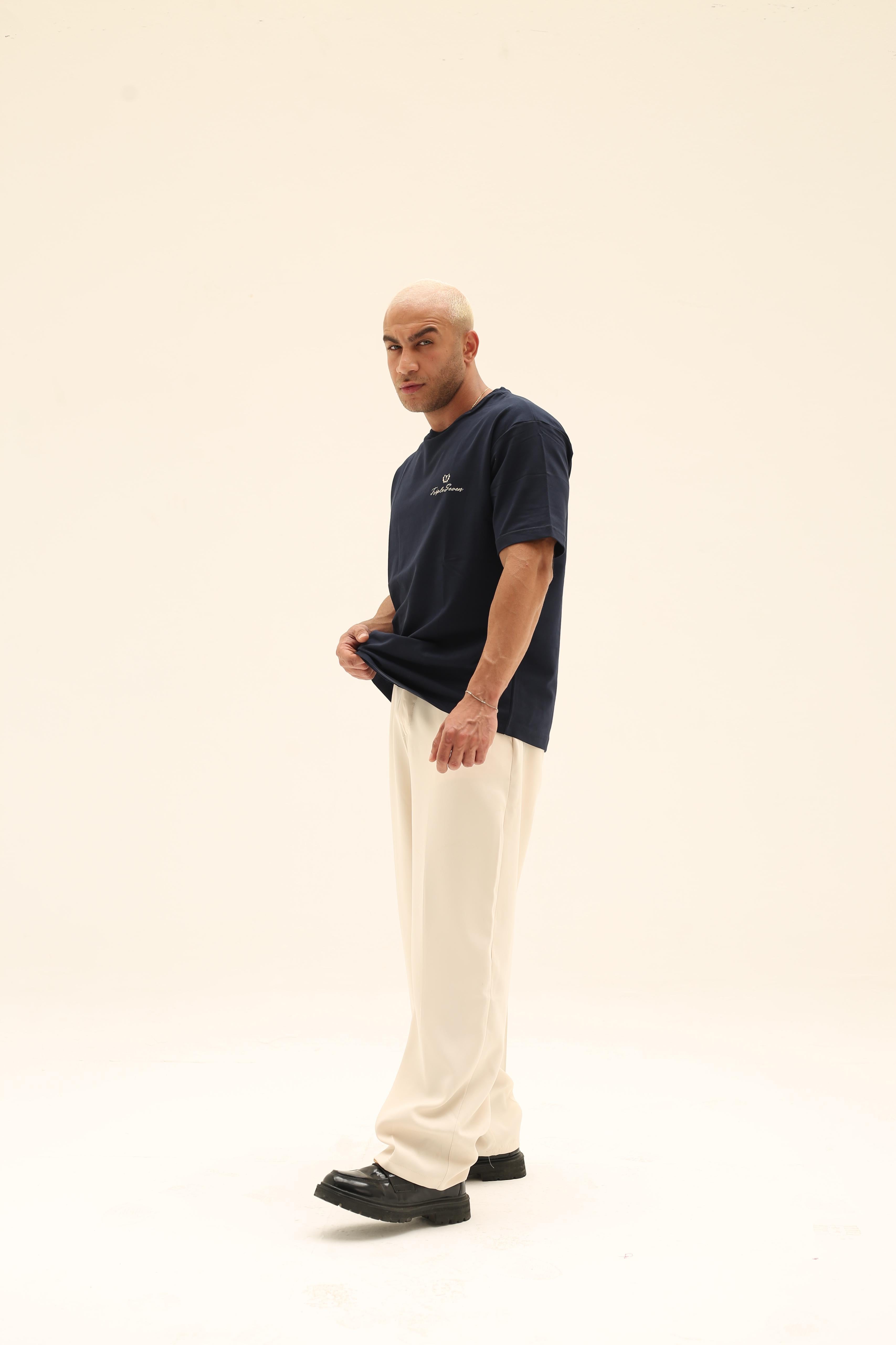 T7 Core t-shirt (navy blue with beige detailing)