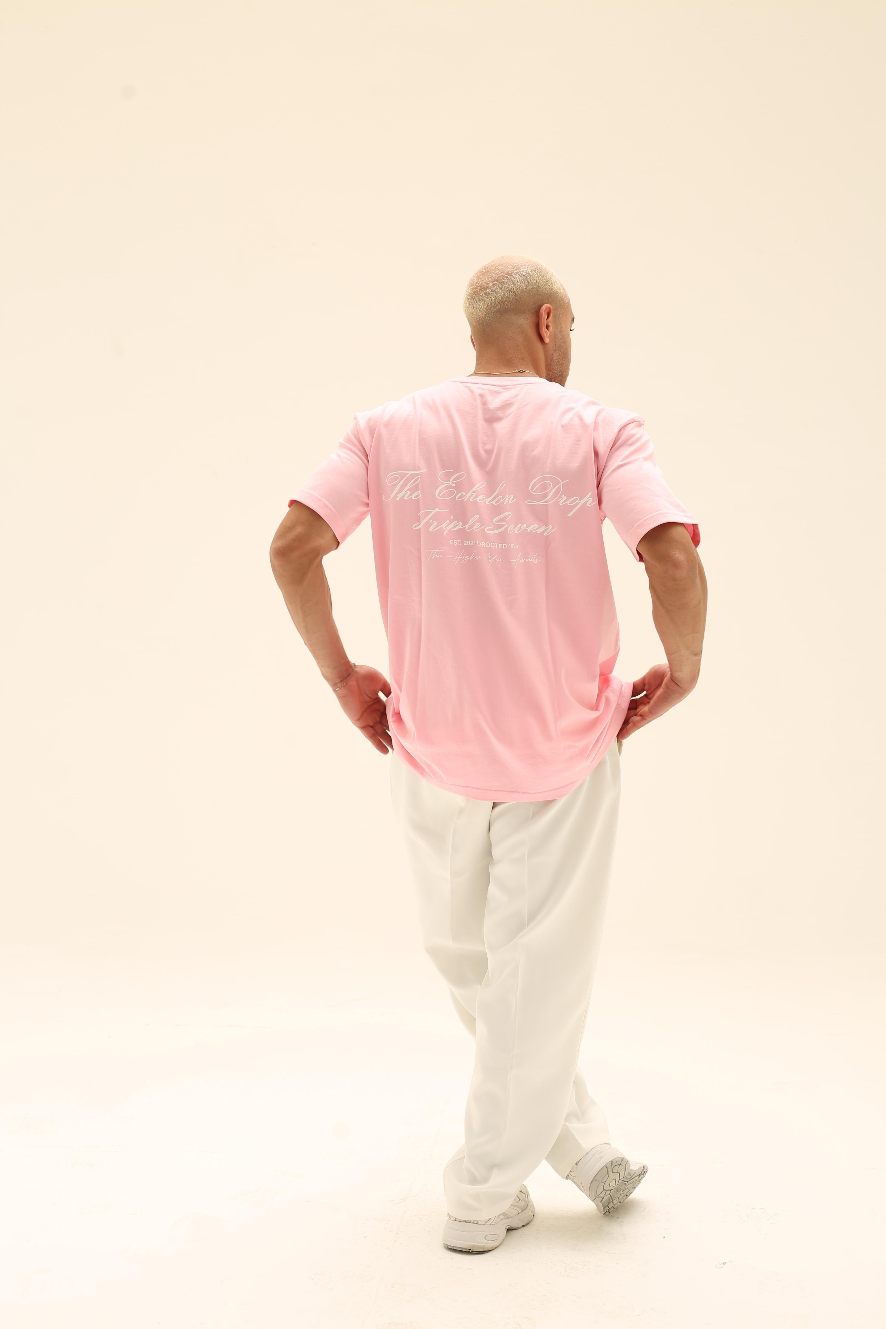 T7 Core t-shirt (washed pink with white signature detailing)