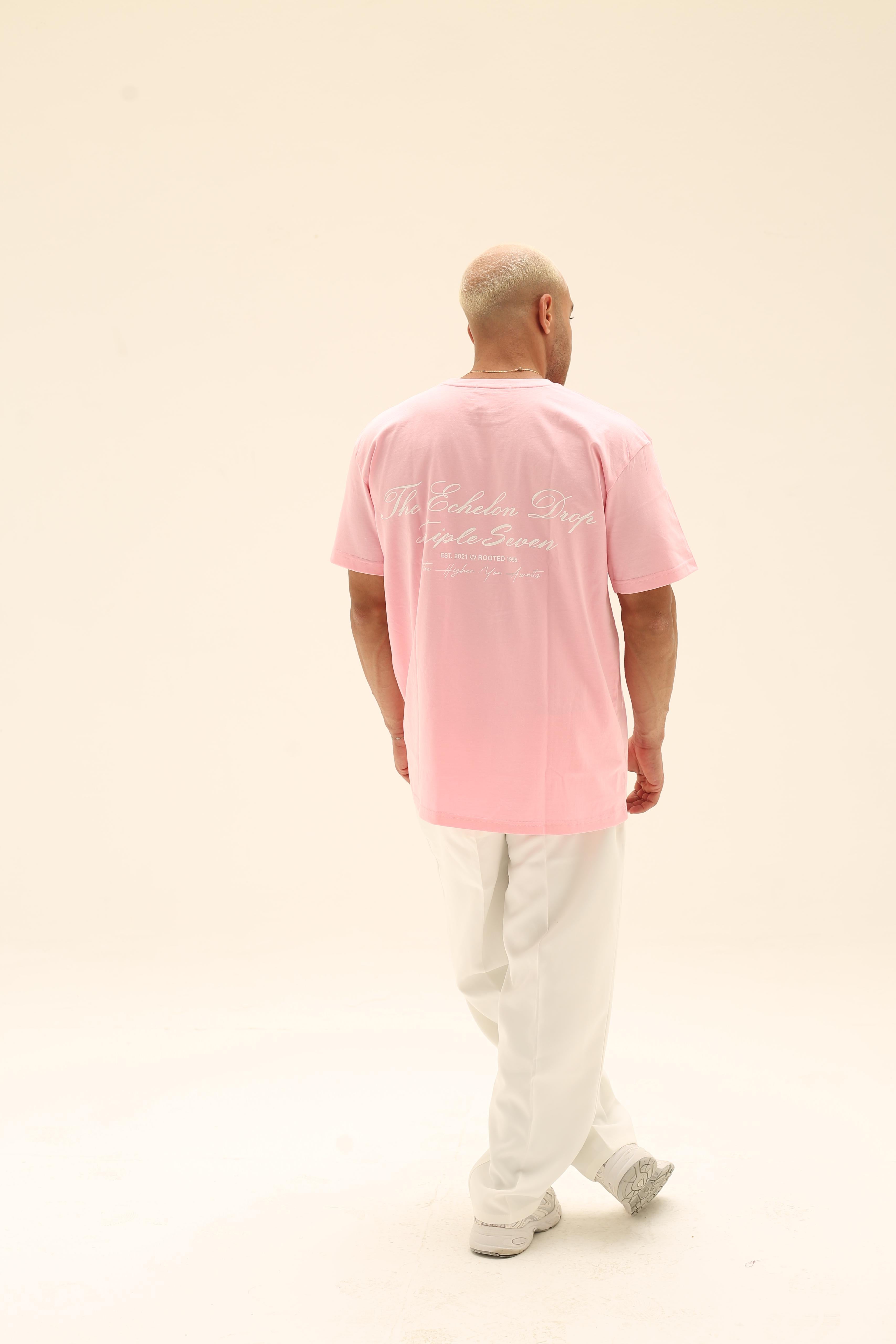 T7 Core t-shirt (washed pink with white signature detailing)