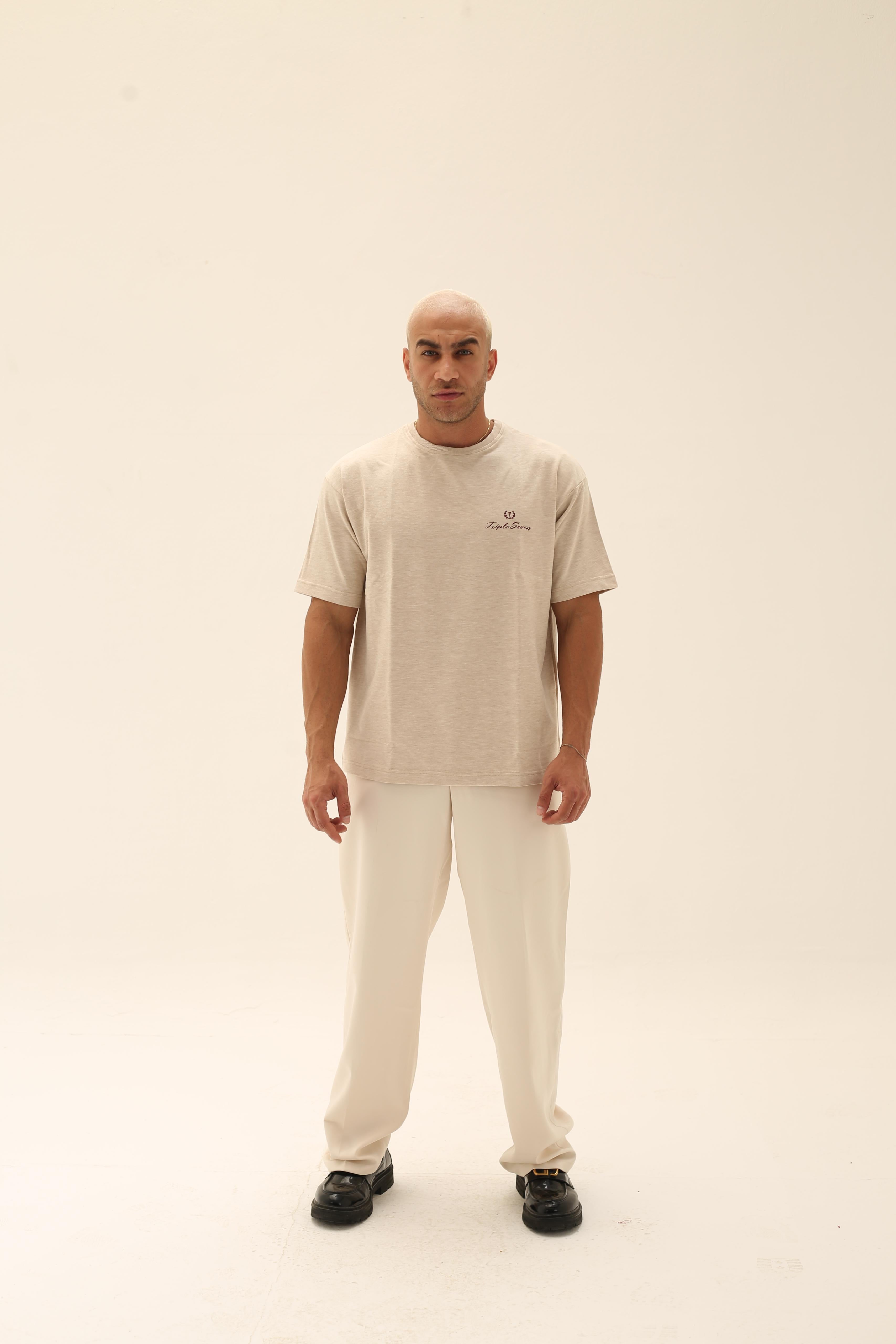 T7 Core t-shirt (sand biege with burgundy signature detailing)