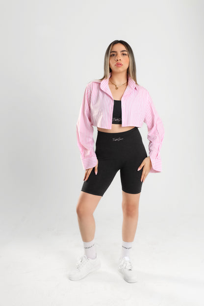 Cropped Striped Soft Pink