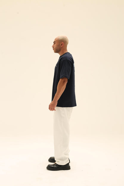T7 Core t-shirt (navy blue with white T flower detailing)
