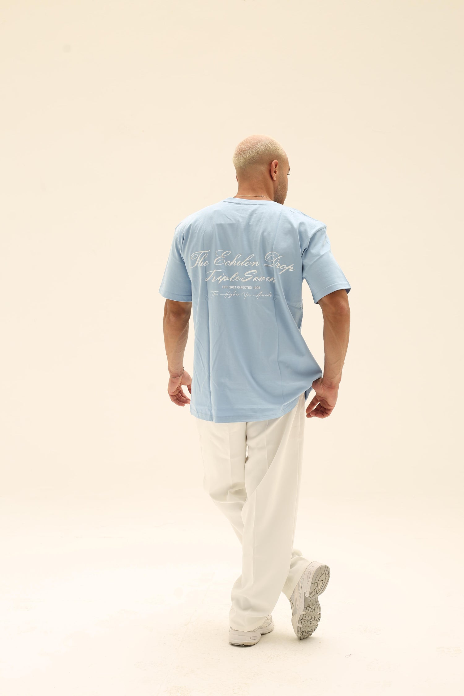 T7 Core t-shirt (baby blue with white signature detailing)