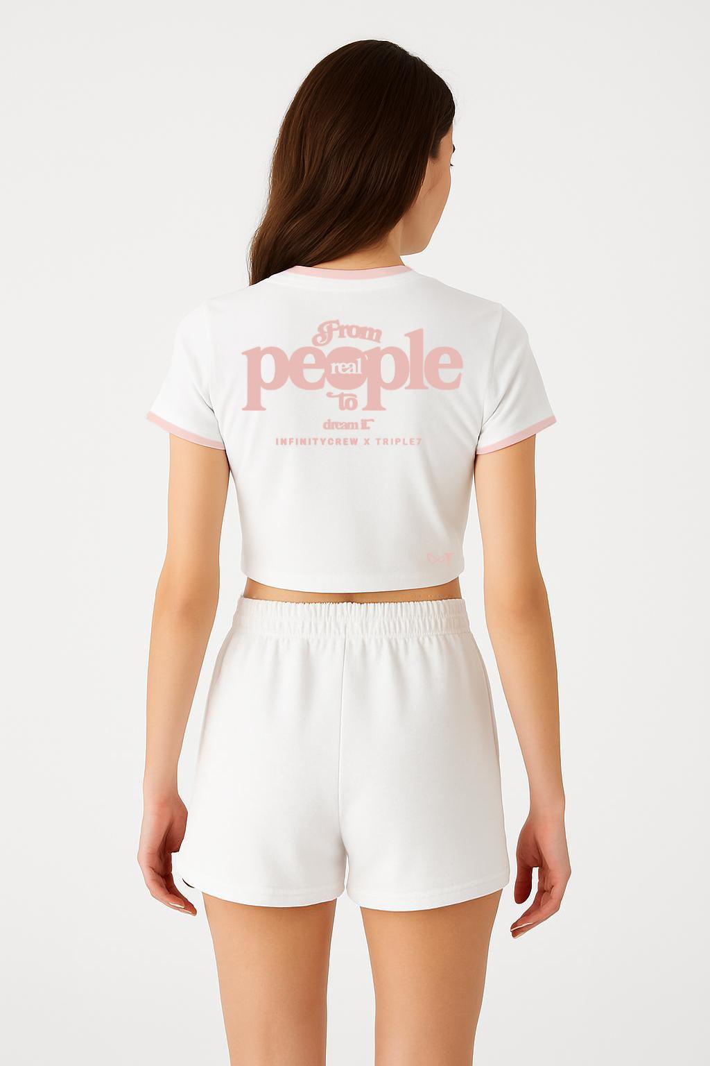 Good People White Shorts (Infinity crew x triple 7)