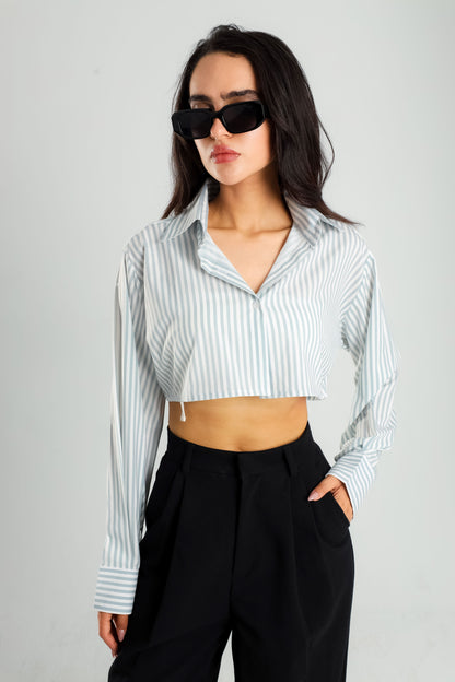 Cropped Striped Soft Gray