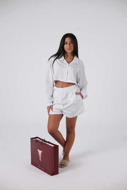 The obsidian bloom collection  Soft striped cropped shirts (Girls)