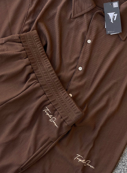 Silk pleated ash brown with (Short)