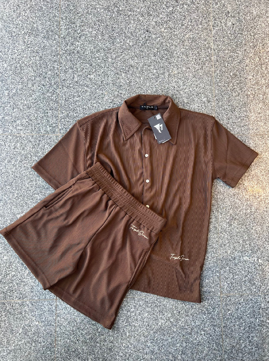 Silk pleated ash brown with (Short)